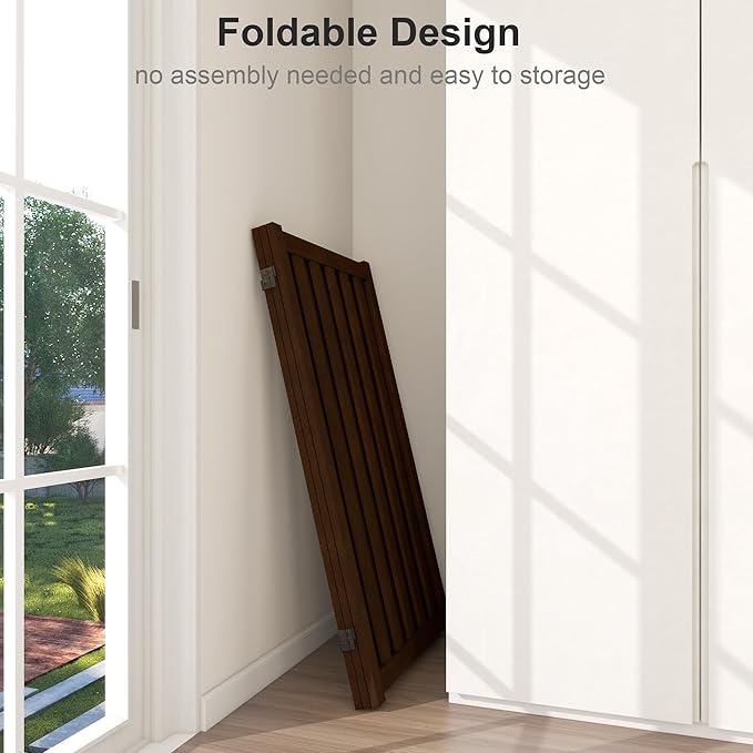 36" Height Extra Tall Freestanding Pet Gate, Solid Wood Folding Safety Fence - Image 6