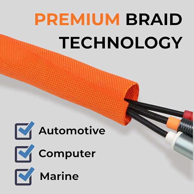 5/8 inch Split Braided Cable Management Sleeve - Image 2