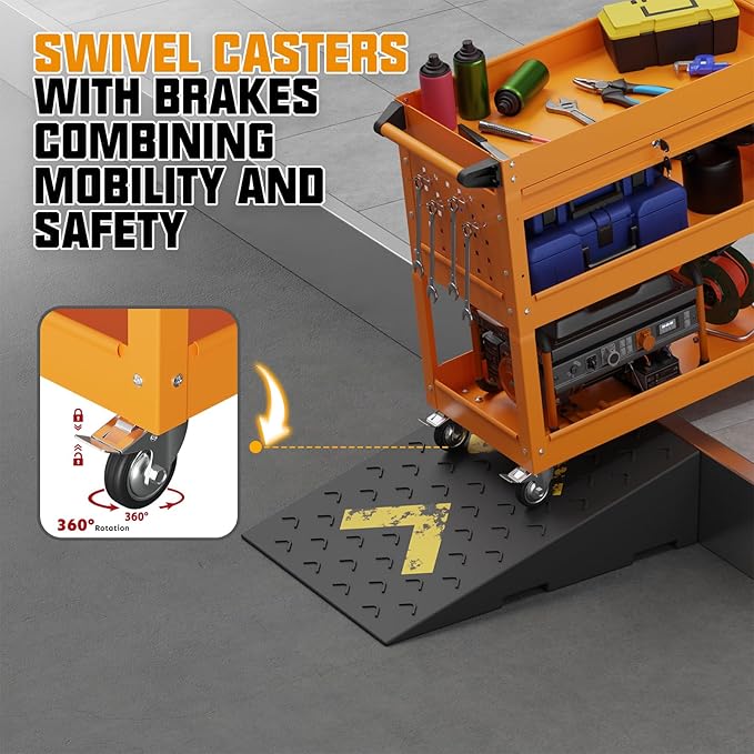 3 Tier Rolling Tool Cart on Wheels, 450 LBS Capacity Tool Cart - Image 5