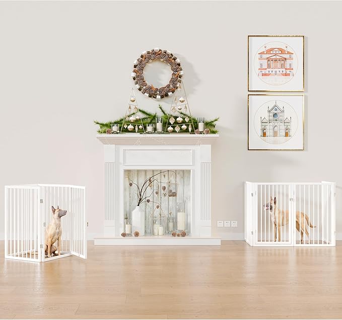 Vantas Folding No-Assembly Metal Pet Gate 80" Wide, Freestanding Accordion - Image 4