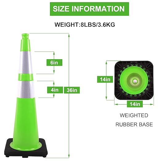 OrangeStar 6 Pack 36" Traffic Safety Cones, Heavy Duty Base - Image 7