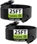 HUANCHAIN Indoor Outdoor Black Extension Cord 25 ft 2 Pack Waterproof, 16/3 by huanchain