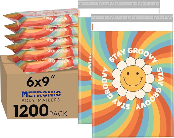 Metronic Cute Poly Mailers 6x9" 1200pc Shipping Bags by METRONIC