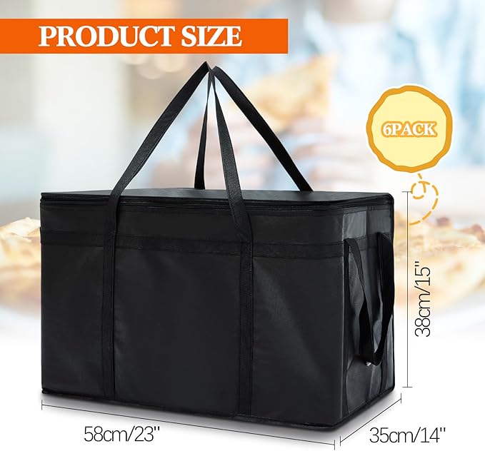 Maxcheck 6 Pcs Insulated Bags for Food Delivery XXXL Large Capacity Hot Grocery - Image 2