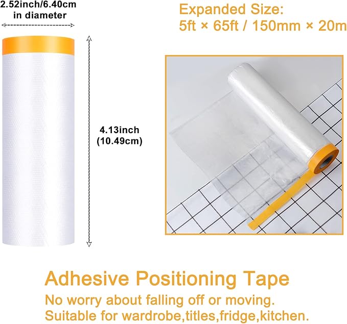 Muf 5 x 65 Feet Plastic Drop Cloth Plastic Sheeting - Image 2