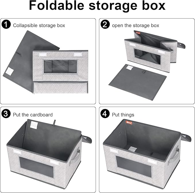 Univivi [4-Pack Fabric Storage Boxes Collapsible Storage Bins - Image 6
