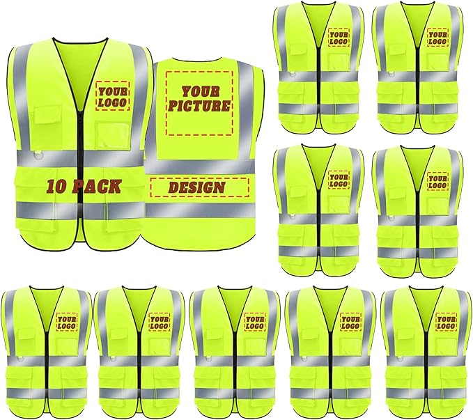 BeautyWill Custom Safety Vest Logo Class 2 High Visibility Reflevtive Vest by BeautyWill