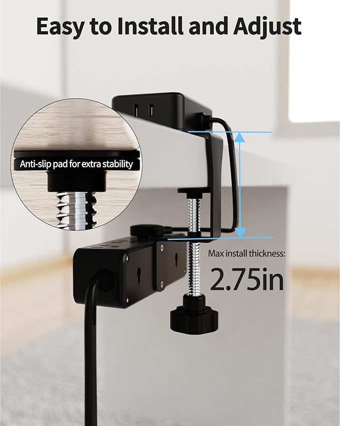 Dual Layer Desk Clamp Power Strip - Image 3