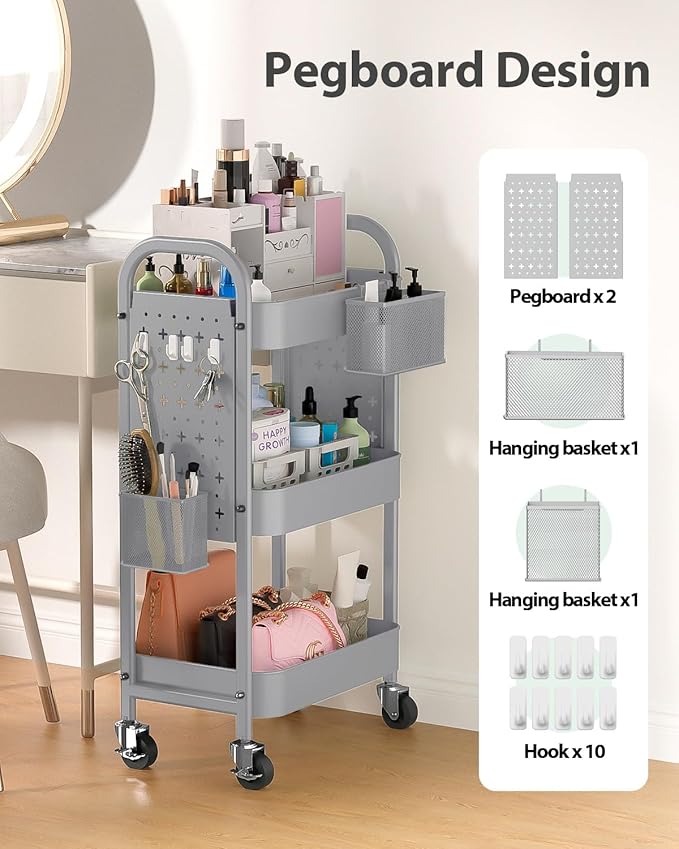 ALVOROG 3 Tier Rolling Cart - Image 2