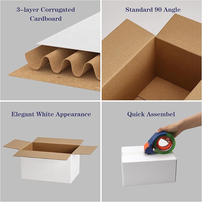 7x5x4 Shipping Boxes for Small Business, 40 Pack White Corrugated Cardboard Box - Image 5