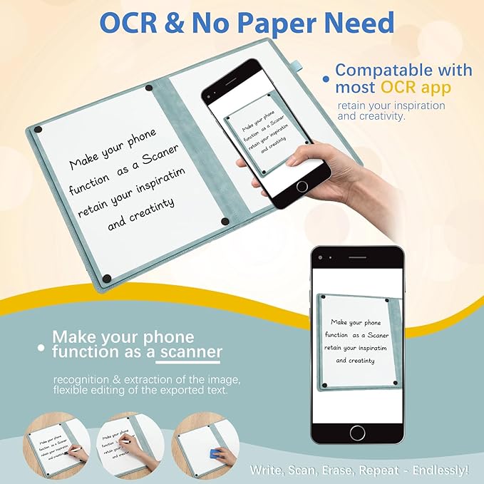 6 Sides Whiteboard Notebook Portable Whiteboard Dry Erase Notebook Portable Dry - Image 4
