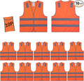 Orange Safety Vests 10 Pack, Reflective High Visibility Construction Working by SafetyClothing