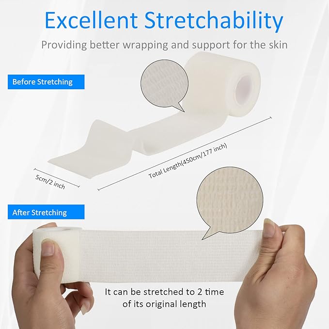 24 Pack Self Adherent Cohesive Wrap Bandages Non Woven Cohesive Bandage Elastic - Image 2
