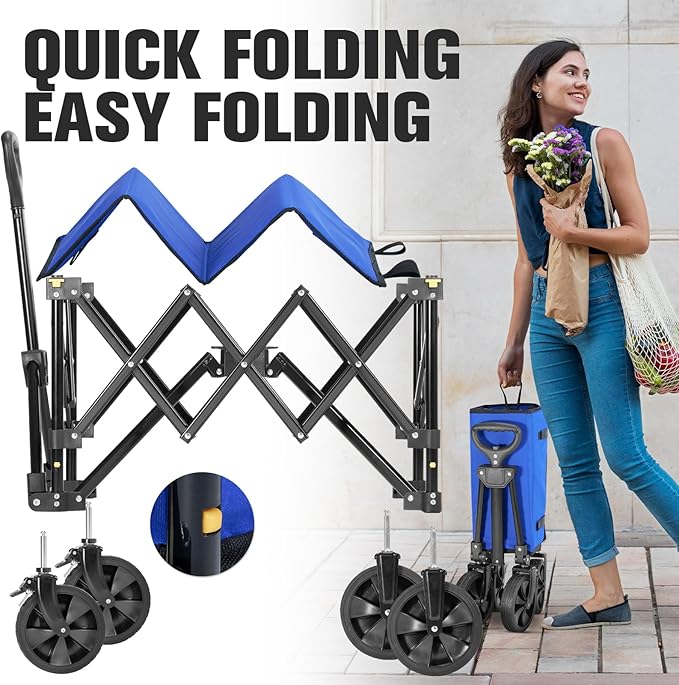 Wagon Cart Shopping Foldable Folding Collapsible - Image 5