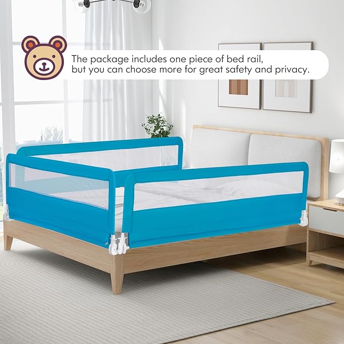 BABY JOY Bed Rails for Toddlers, Upgraded Swing Down Bed Guard w/Safety Strap - Image 8