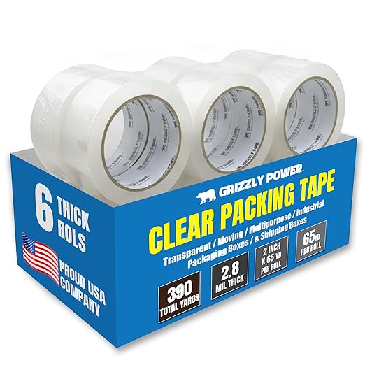 Grizzly Power Clear Packing Tape | Heavy Duty Packing Tape | 2.8mil Thick by GrizzlyPower