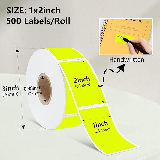 1x2 inch Label Stickers Roll for Thermal Printer 500PCS Colored Removable - Image 3