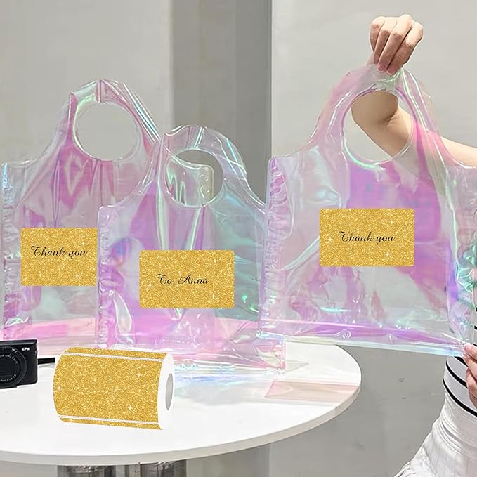 3x2 Inch Holographic Thermal Labels, Shiny Gold Thermal Sticker Labels - Image 5