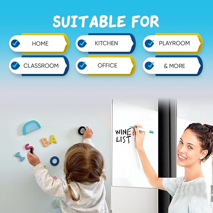 YOUNGJQ Magnetic Whiteboard Contact Paper 24" x 16" Adhesive Dry Erase White - Image 3