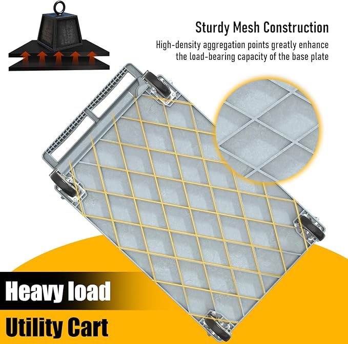 2 Tier Rolling Utility Cart on Wheels, 550 lbs Capacity Flat Top Plastic - Image 9