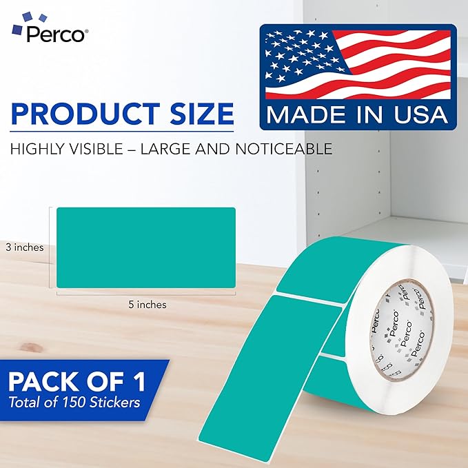 Perco Teal 3x5 Inch Perforated Sticker Labels — 150 Stickers Per Roll — - Image 2