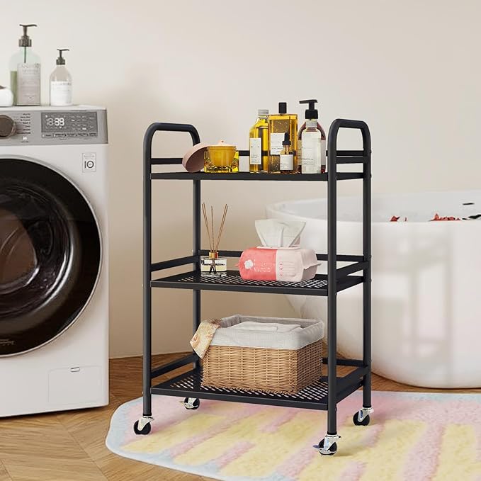 HDANI 3 Tier Rolling Cart, Heavy Duty Multifunctional Metal Frame-Supports 22 - Image 8