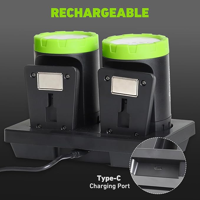 2-Pack Rechargeable LED Work Lights, 360-Degree Adjustable Spotlights - Image 7