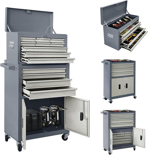 13-Drawer Double Door Rolling Tool Chest, 2 in 1 Detachable Tool Chest by Sormols