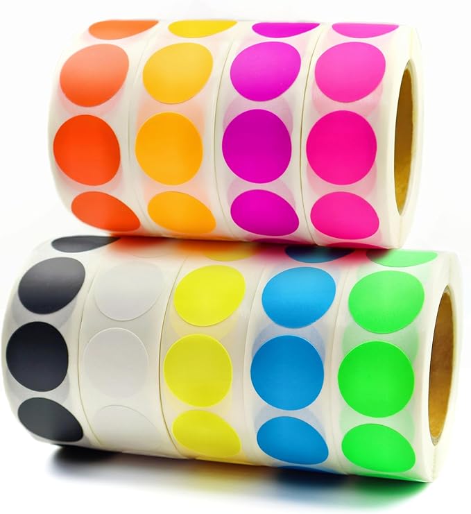 4050 PCS 9 Color 3/4" Colored Dot Stickers Round Color Coding Labels Circle by Bawusou