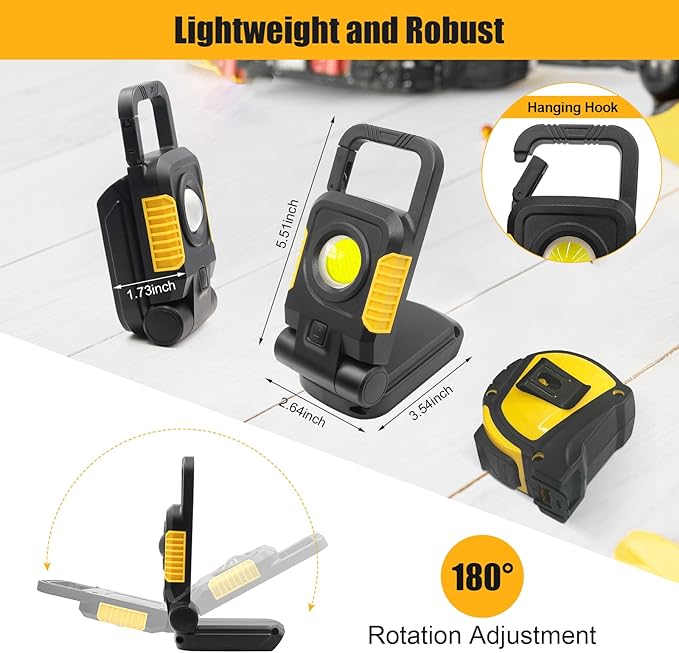 18V/20V Cordless Work Light, 25W Portable Flood Light Work - Image 6