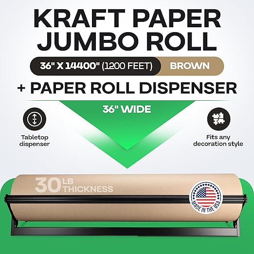 Brown Kraft Paper Jumbo Roll 36" x 14400" - Image 2