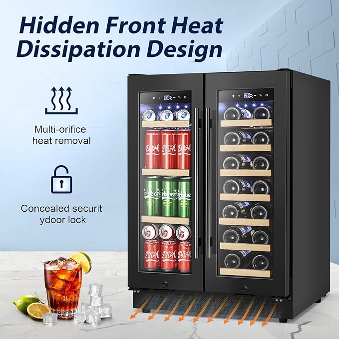 Tylza 24 Inch Wine and Beverage Refrigerator, Dual Zone Wine Beverage Cooler 24" - Image 5