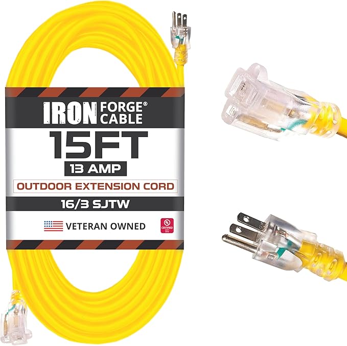 Iron Forge Cable Weatherproof 15 Ft Outdoor Extension Cord by IronForgeCable