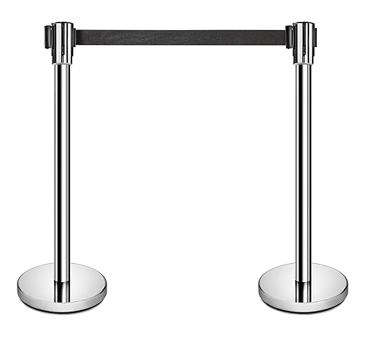 New Star Foodservice 54606 Stanchions, 36-Inch Height, 6.5-Foot Retractable Belt by NewStarFoodservice