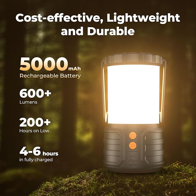Camping Lantern, 5000mAh Rechargeable Battery Emergency Lights - Image 2