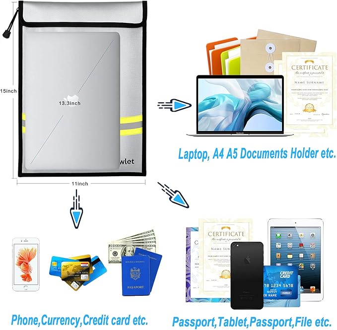 Fireproof Waterproof Money Document Bag - Image 4