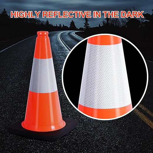 BESEA 18" inch Traffic Cones Traffic Safety Cones Black Base Construction Road - Image 7