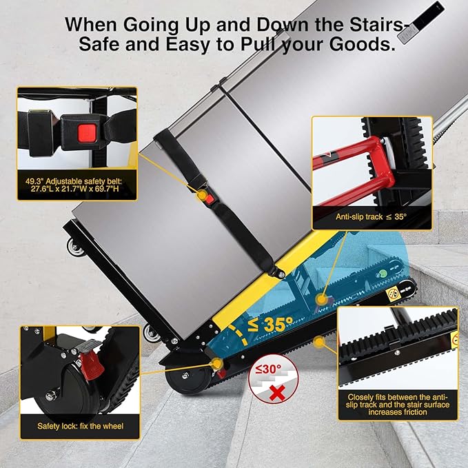 Electric Stair Climbing Dolly, Heavy Duty, Powered Stair Climber Dolly Cart - Image 4