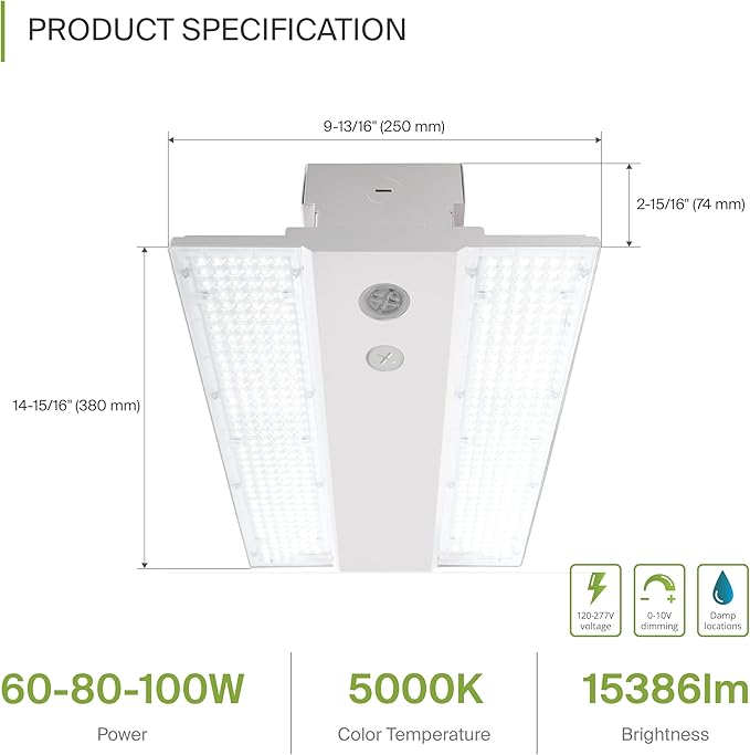 ASD LED Linear High Bay Light Fixture, Commercial Shop Lighting | Dimmable - Image 2