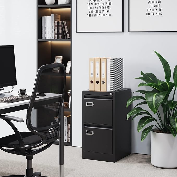 2 Drawer File Cabinet with Lock Metal Vertical Filing Storage Cabinet Office - Image 11