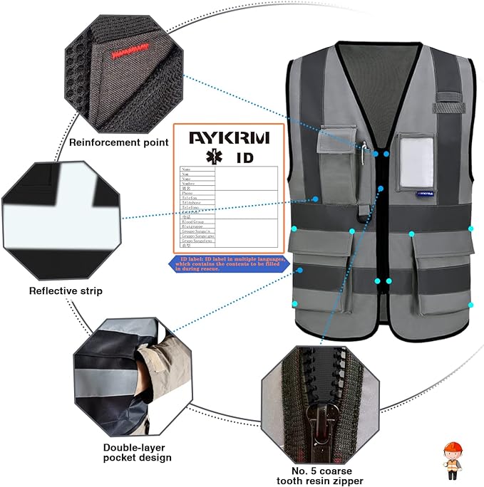 A-SAFETY High Visibility Reflective Safety Vest Customize Logo - Image 3