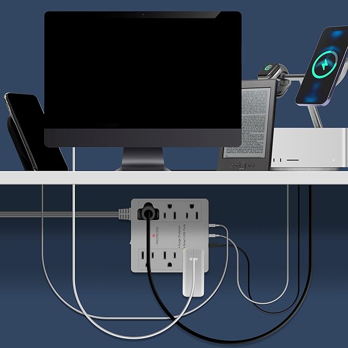 LIDER Outlet Extender with 6 Receptacles, USB-A and 2 USB-C, Ultra-Thin - Image 7