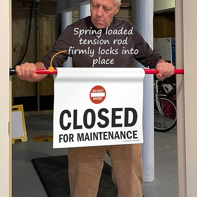SmartSign "Closed For Maintenance" Hanging Doorway Barricade Sign - Image 3