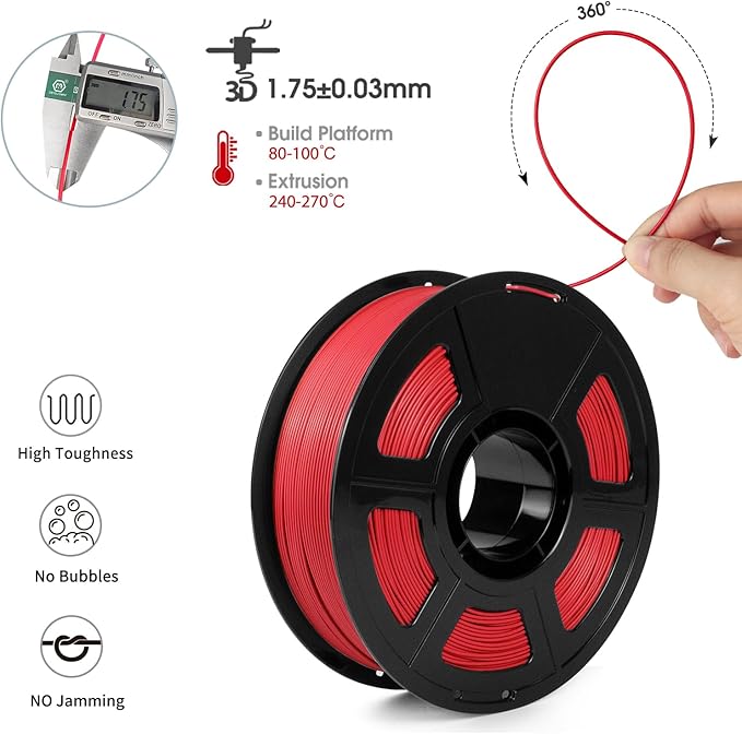iSANMATE ASA Filament 1.75mm Red 1KG, UV & Weather Resistant 3D Printer - Image 2