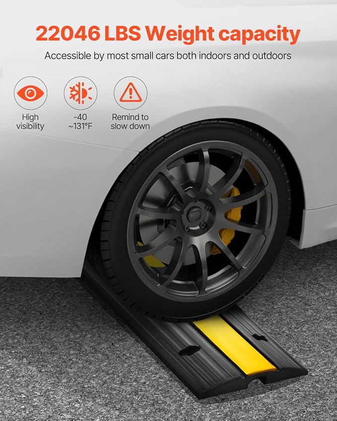 VEVOR 4 Pack of 1-Channel Rubber Cable Protector Ramps Heavy Duty 22046Lbs Load - Image 4