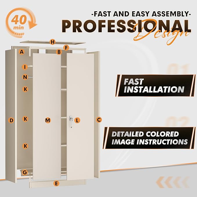 INTERGREAT Metal Wardrobe Closet, 18 "D Steel Clothes Storage - Image 7