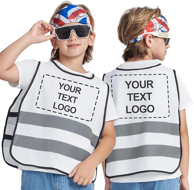 A-SAFETY Kids High Vis Reflective construction Safety vest customized LOGO by A-SAFETY