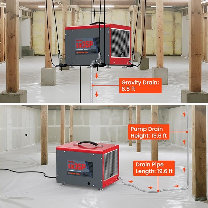 Abestorm 70 Pints Crawl Space Dehumidifiers, Compact Portable Commercial - Image 7