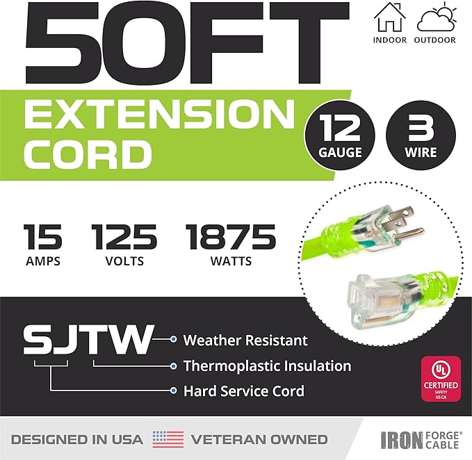 Iron Forge Cable Weatherproof 50 Ft Outdoor Extension Cord - Image 2