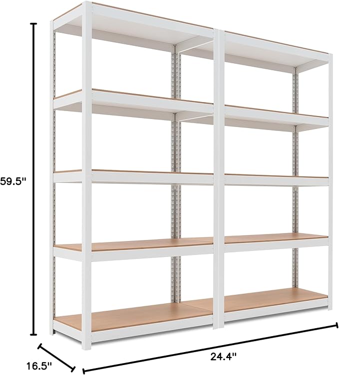 HOMEDANT House 5 Tier Laminated Metal Shelving Unit Adjustable Storage Utility - Image 2